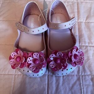 Mini Melissa Pink Floral Kids Dress Shoes